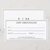 Carte Certificat simple cadeau d'entreprise Monogramme (Devant / Derrière)