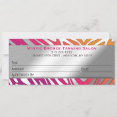 Carte Certifications Cadeaux Neon Rose & Purple Zebra (Dos)