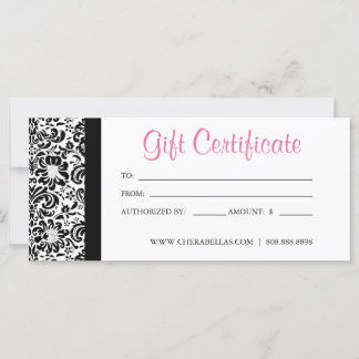 Carte Certificats cadeau de la fête des mères Salon Pink