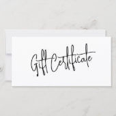 Carte Certificats cadeaux Black White Logo (Devant)