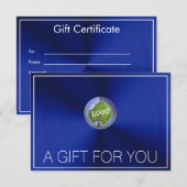 Carte Certificats cadeaux bleus du logo de l'entreprise (Devant / Derrière)