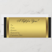 Carte Certificats cadeaux d'affaires Black and Gold (Dos)