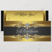 Carte Certificats cadeaux d'affaires Black and Gold (Devant / Derrière)