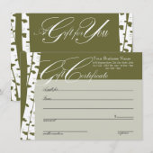 Carte Certificats-cadeaux de bouleau (Devant / Derrière)