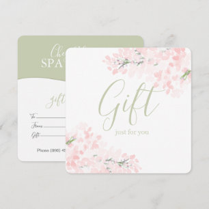 Carte Certificats cadeaux de fleurs florales roses