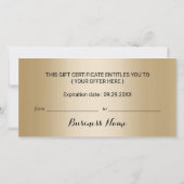 Carte Certificats-cadeaux de luxe Purple Gold Beauty Sal (Dos)