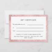 Carte Certificats cadeaux de Parties scintillant rose cl (Dos)