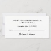 Carte Certificats cadeaux de salon de beauté de Snowflak (Dos)