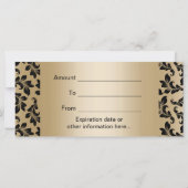 Carte Certificats Cadeaux de Salon en Damassé Noir & Or  (Dos)