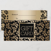 Carte Certificats Cadeaux de Salon en Damassé Noir & Or  (Devant / Derrière)