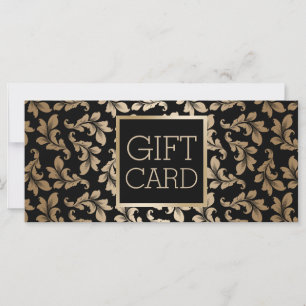 Carte Certificats Cadeaux de Salon Luxe Noir & Or Damass