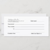 Carte Certificats cadeaux de Spa ou de salon (Dos)