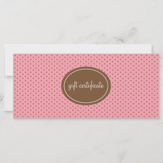 Carte Certificats cadeaux de style Boutique Pointe Polka (Devant)