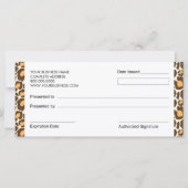 Carte Certificats cadeaux Empreintes de léopard de style (Dos)