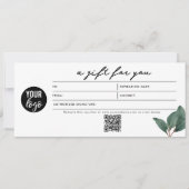 Carte Certificats cadeaux Eucalyptus Entreprises Code QR (Devant)