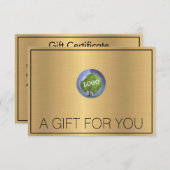Carte Certificats cadeaux Gold Logo d'entreprise (Devant / Derrière)