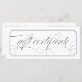 Carte Certificats Cadeaux Gris Élégant Script (Devant / Derrière)