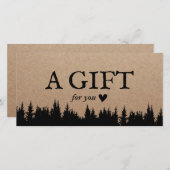 Carte Certificats cadeaux Kraft rustique Élégant Forêt (Devant / Derrière)