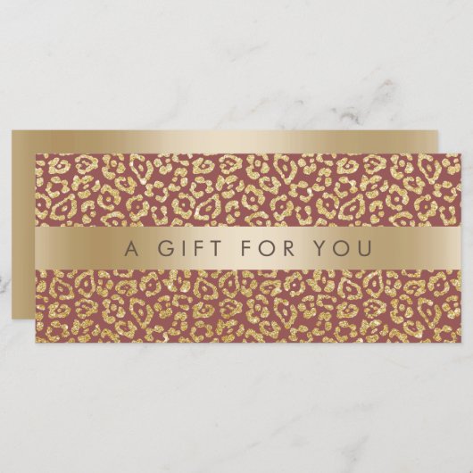 Carte Certificats cadeaux Leopard Moderne à rayures Or (Devant / Derrière)