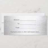 Carte Certificats cadeaux Moderne Gold Silver Beauty Sal (Dos)