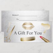 Carte Certificats cadeaux Moderne Gold Silver Beauty Sal (Devant / Derrière)