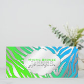 Carte Certificats cadeaux Neon Blue & Green Zebra (Debout devant)