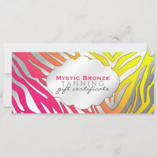 Carte Certificats Cadeaux Neon Rose & Jaune Zèbre Imprim