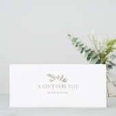 Carte Certificats Cadeaux QR Code Botanique Blanc Minima (Debout devant)