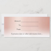 Carte Certificats cadeaux Rose moderne Gold Beauty Salon (Dos)