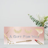 Carte Certificats cadeaux Rose moderne Gold Beauty Salon (Debout devant)
