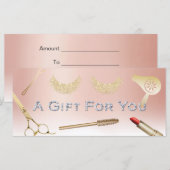Carte Certificats cadeaux Rose moderne Gold Beauty Salon (Devant / Derrière)