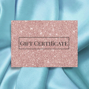 Carte Certificats-cadeaux Rose Parties scintillant or Sp