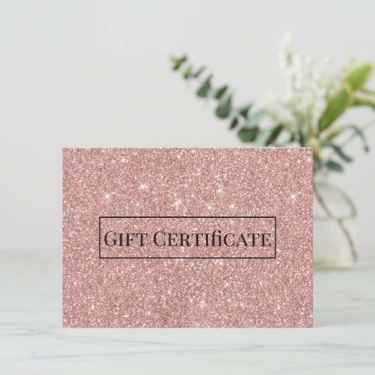 Carte Certificats-cadeaux Rose Parties scintillant or Sp (Debout devant)