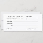 Carte Certificats Cadeaux Salon à ongles (Dos)