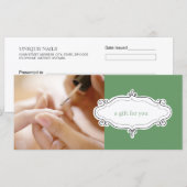 Carte Certificats-cadeaux Salon à ongles ou Studio (Devant / Derrière)