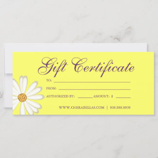 Carte Certificats cadeaux Salon Daisy Fleur jaune violet