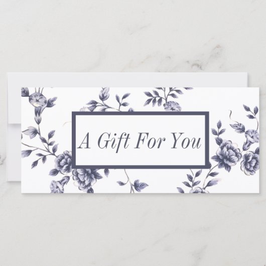 Carte Certificats cadeaux Salon de Beauté Florale Bleu V (Devant)