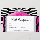 Carte Certificats-Cadeaux Salon de bronzage Bijoux rose  (Devant / Derrière)