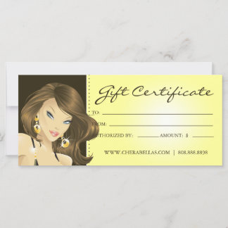 Carte Certificats-Cadeaux Salon de bronzage Jolie femme