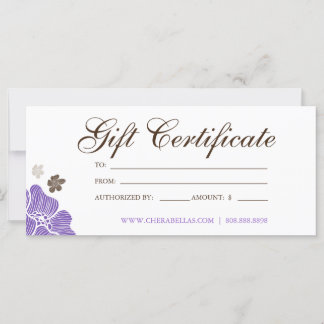 Carte Certificats cadeaux Salon Fleur tropicale brun vio