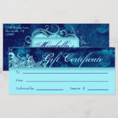 Carte Certificats Cadeaux Salon Spa Blue Floral Grunge (Devant / Derrière)