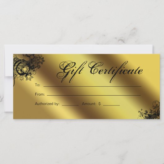 Carte Certificats-Cadeaux Salon Spa Gold Floral Butterfl (Devant)