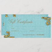 Carte Certificats-Cadeaux Salon Spa Gold Leaf Blue (Devant / Derrière)