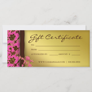 Carte Certificats-Cadeaux Salon Spa Or Floral Rose Brown