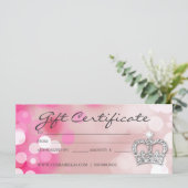 Carte Certificats-Cadeaux Salon Spa rose Couronne & Lumi (Debout devant)