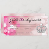 Carte Certificats-Cadeaux Salon Spa rose Couronne & Lumi (Devant / Derrière)