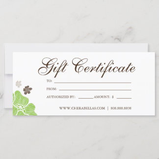 Carte Certificats cadeaux Salon Tropical Flower lime gre