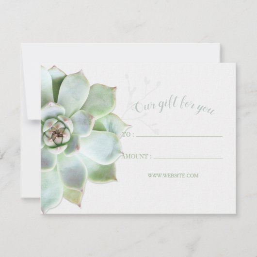 Carte Certificats Cadeaux Simples de Plantes Succulentes (Devant)