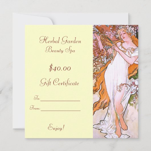 Carte Certificats cadeaux Spa de beauté (Devant)
