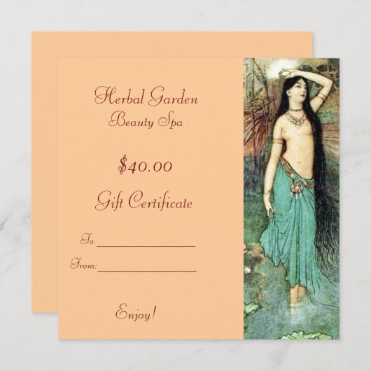 Carte Certificats cadeaux Spa de beauté (Devant / Derrière)